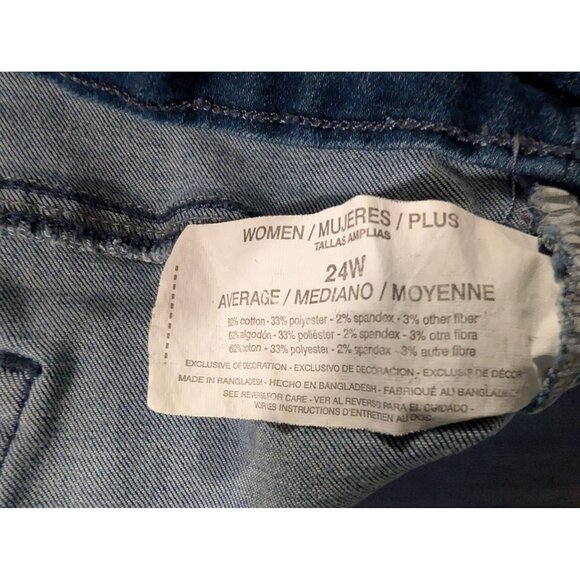Gloria Vanderbilt Amanda Pull-On Jeans Plus Size 24W Blue Denim STrech POckets - Picture 5 of 8